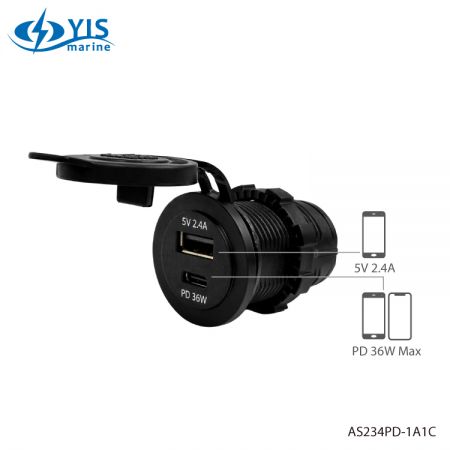 Порт Type A - 5V 2.4A совместим с большинством смартфонов на рынке