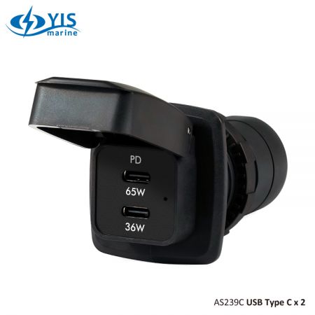 PD 65W Двойные независимые DCDC преобразователи Зарядное устройство USB 2 порта Type C