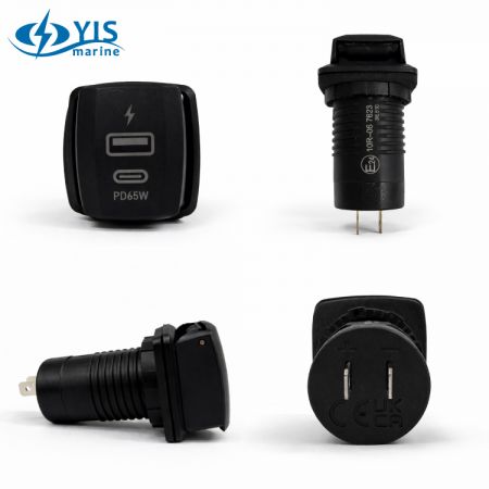 PD 65W Двойные независимые DCDC преобразователи USB Type A + Type C зарядное устройство