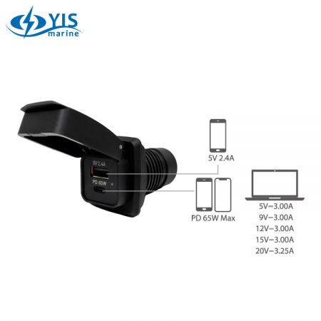 PD 65W совместим с большинством ноутбуков, смартфонов или планшетов