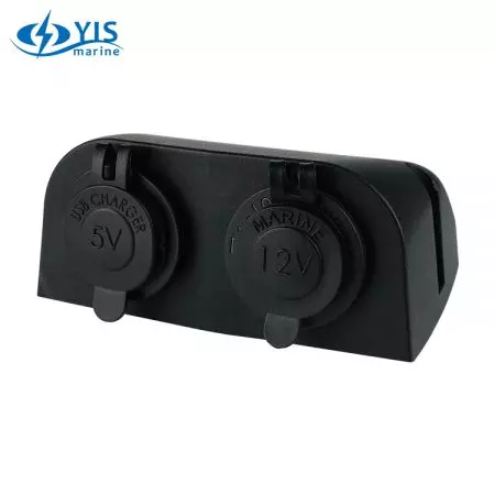 2 Gang Surface Mount Sockets - AS242PU-AS212 power outlets + AS231 USB charger socket with 2 gang CurvMount case