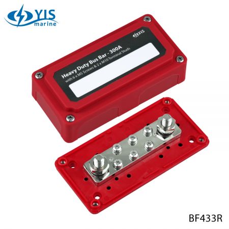 BF433R-Heavy-Duty Module Design Bus Bar Box with 2 x M10 Terminal Studs & 6 x M5 Screws