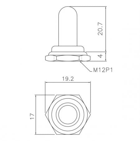 C6-RB-2 Rubber Boot Product Dimensions