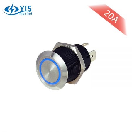 Interruptor de Botão de Pressão em Aço Inoxidável de 19mm de Corrente Elevada (20A) com LED à Prova d'Água de 12V 24V DC