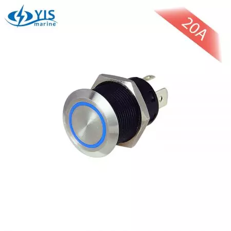 DC 12V 24V Högström 19 mm rostfri LED-tryckknappskontakt Vattentät - 19 mm tryckknappskontakt - PB4411T-B