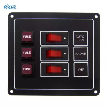 3P Classic Switch Panel - SP1113F-3P Classic Rocker Switch Panel with Fuses (Black)
