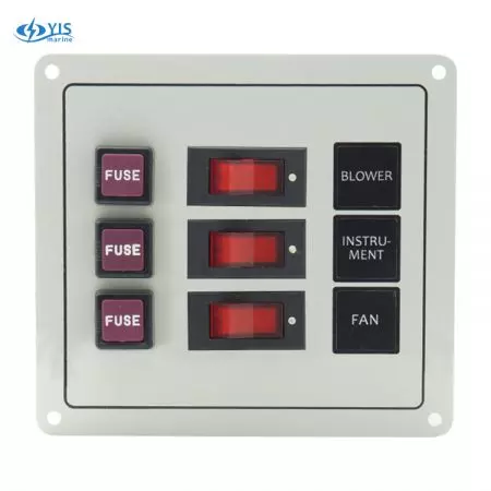 3P Classic Switch Panel - SP1123F-3P Classic Rocker Switch Panel with Fuses (White)