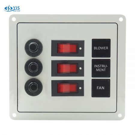 3P Classic Switch Panel - SP1123P-3P Classic Rocker Switch Panel with Circuit Breakers (White)