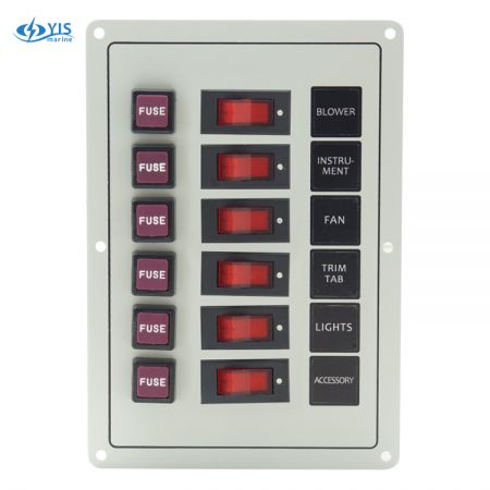 6P Классическая панель переключателей - SP1026F-6P Классическая панель переключателей с предохранителями (белая)