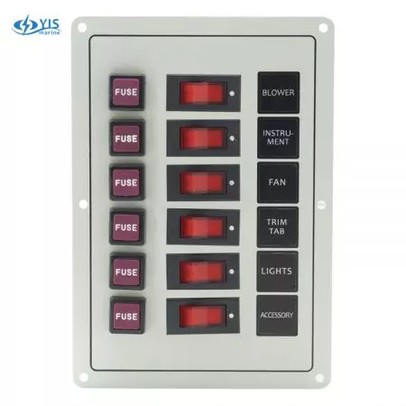 6P Classic Switch Panel - SP1026F-6P Classic Rocker Switch Panel with Fuses (White)