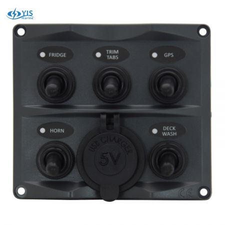 5P Toggle Switch Panel with USB Charger