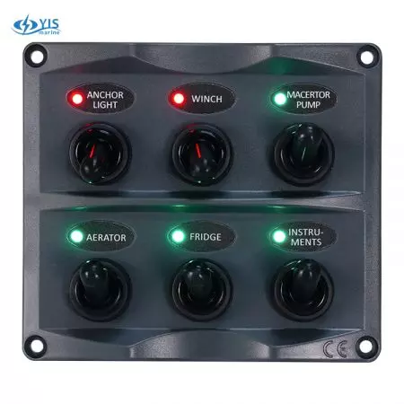 6P Toggle Switch Panel with Dual LED Color Version