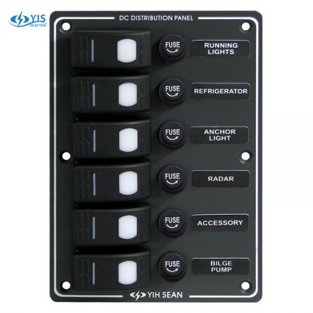 Panel de interruptores resistente al agua de 6P (con fusible)