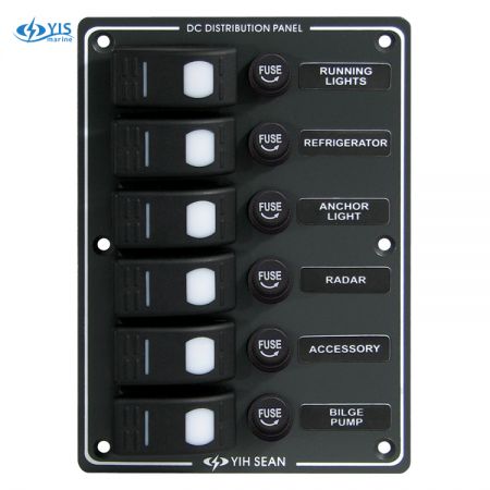 thumbnail image 2 of Pactrade Marine 6 Gang Splashproof Switch Panel – LED Rocker Switches With Fuses – For Boat, RV, Auto 2 of 5