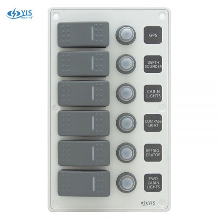 6P Aluminium wasserdichtes Schaltpanel - SP3226P-6P Wasserdichtes Schaltpanel mit Hintergrundbeleuchtungsmodulen (Weiß)