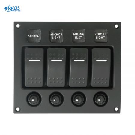 4P Gebogenes wasserdichtes Schalterpanel - SP3314P-4P Gebogener wasserbeständiger LED-Schalterpanel mit Sicherungen