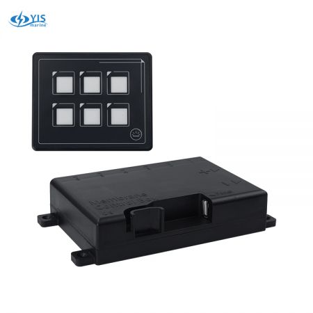 DC 12V 24V 6 Gang Digital Smart Switch Panel Waterproof IP67 - SP5106-6P Membrane Touch Control Panel with Remote Control Box