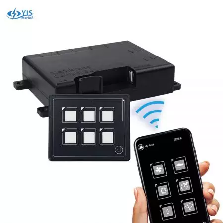 DC 12V 24V 6 Gang Digital Smart Switch Panel with App Waterproof IP67 - SP5106A-6PMembrane Touch Control Panel with Cellphone App Control via Bluetooth
