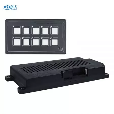 DC 12V 24V 10 Gang Digital Smart Switch Panel Waterproof IP67 - SP5110-10P Membrane Touch Control Panel with Remote Control Box