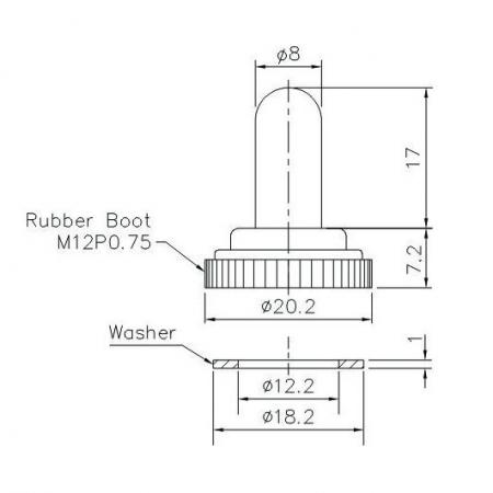 T-RB-3 Rubber Boot Product Dimensions