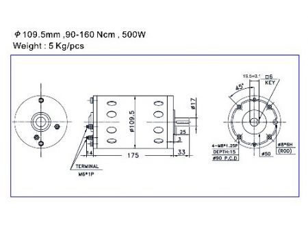 500W Średnica 110mm Wysoka Moc Wymiary