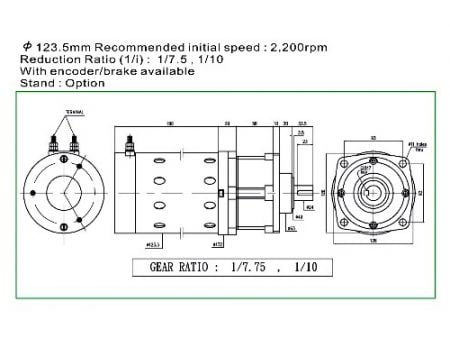 Moteur à courant continu à entraînement planétaire PT1188 700W Dimension