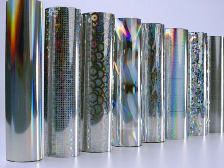 Holographic foils for anti-counterfeiting and decoration applications - Holographic foil used for anti-counterfeit labels.