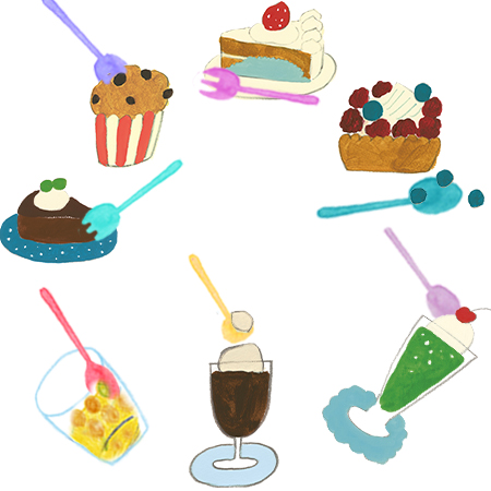 La cuchara de colores se puede usar para comer pastel o helado