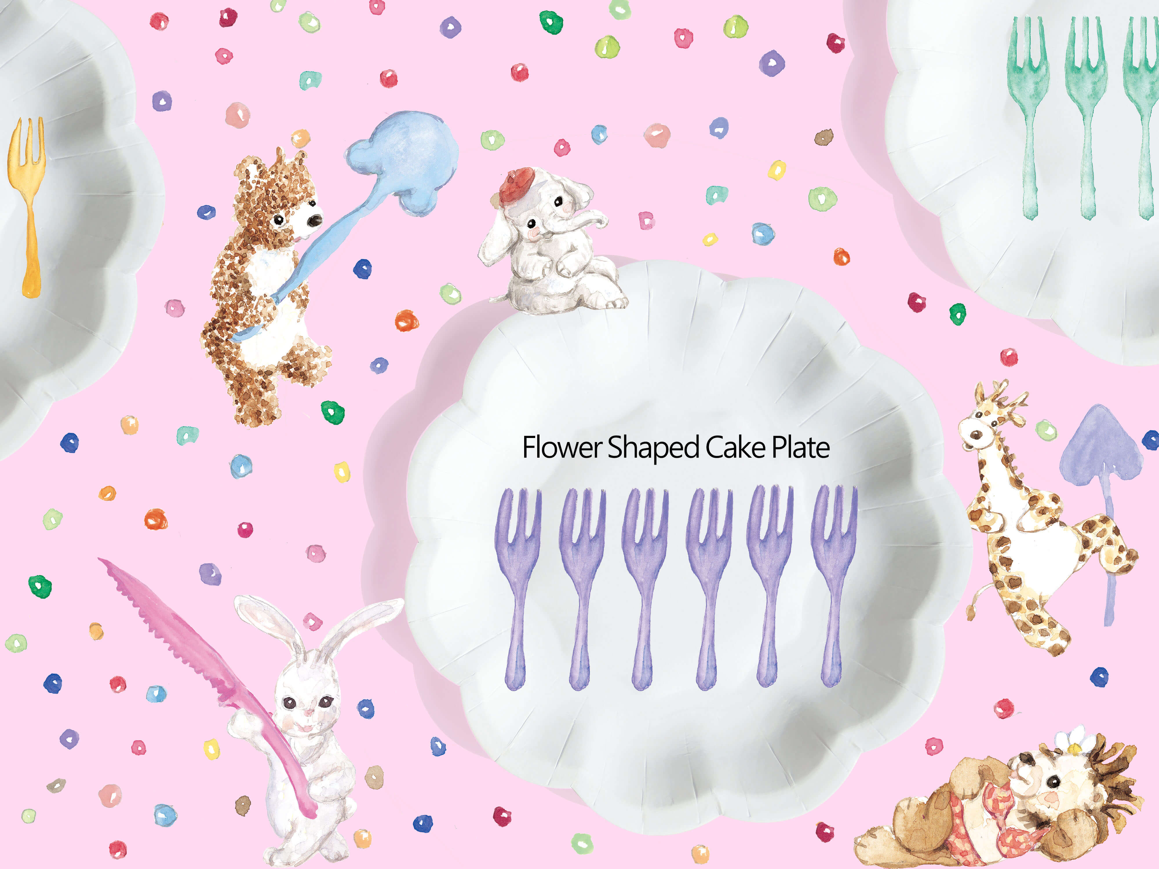 Plato de papel para pasteles con forma de flor