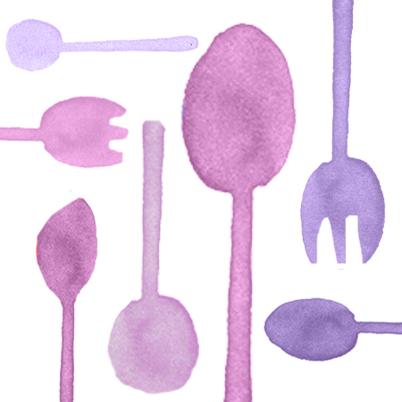 紫色の食器