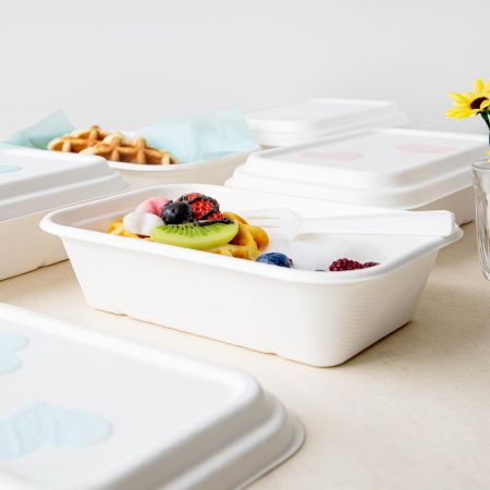 Contenedor de alimentos rectangular de 32 oz (960 ml) - Caja de comida de  plástico de 960 ml, Fabricante de Tenedores y Cucharas Compostables Hechos  en Taiwán