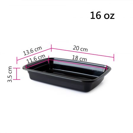 ภาชนะอาหารสี่เหลี่ยมขนาด 16 ออนซ์ (480 มล.) - ด้านล่าง