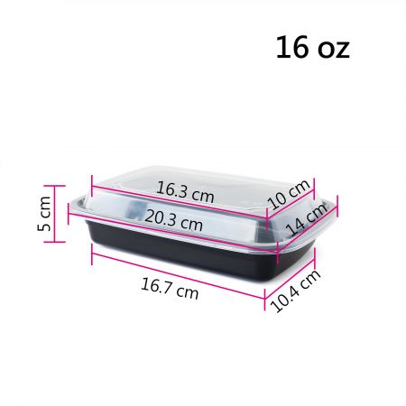 ภาชนะอาหารสี่เหลี่ยมขนาด 16 ออนซ์ (480 มล.)