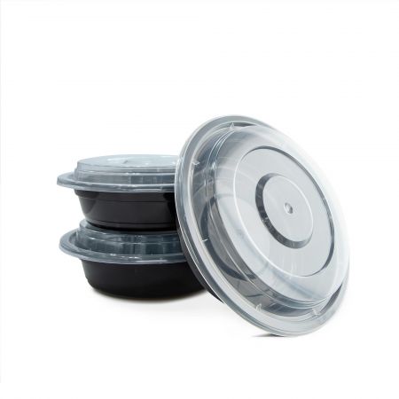 16oz可微波圓形餐盒(480ml) - 16oz(480ml)黑色圓形可加熱微波餐盒