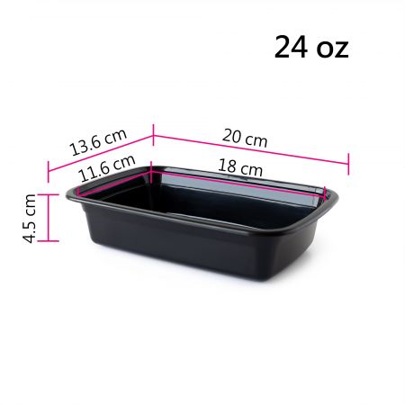 ถาดอาหารสี่เหลี่ยม ความจุ 24 ออนซ์ (720 มล.) - ด้านล่าง