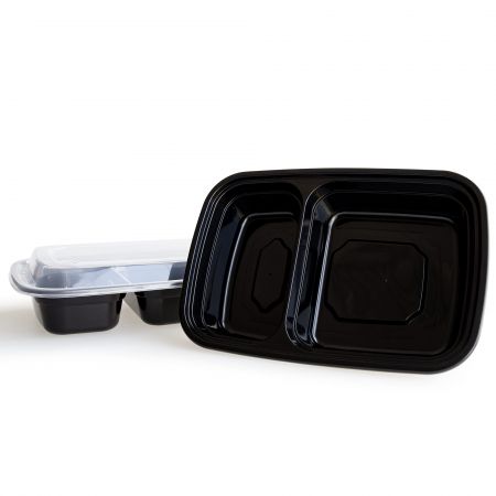 28oz 2-Cell Rectangle Food Container (840ml) - 840ml Heat-resistant  2-Cell Plastic Rectangle Food Container