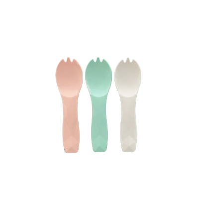 Cucchiaino congelato ecologico da 8 cm con design spork - Il cucchiaino per gelato PLA con colori pastello è realizzato al 100% con amido di mais naturale.
