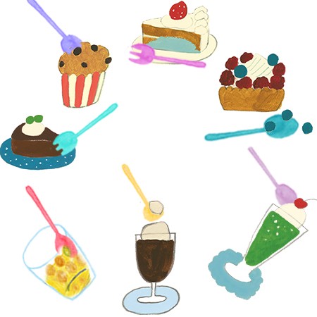 Çatal takımı uygulaması - Renkli kaşık, kek veya dondurma yiyebilir.