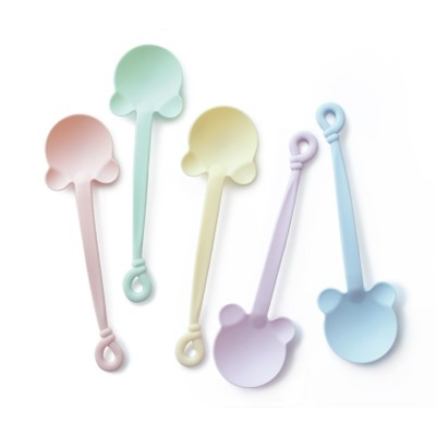 14cm Pastel Dessert Spoon With Bear Shape - Wholesale supplier for pastel desgin plastic PP material spoon, provide to build custom cutlery.