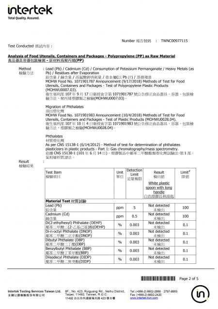 Certificazione CNS 2021 per posate bianche in PP