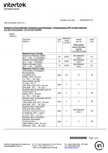 Certificazione CNS 2021 per posate bianche in PP