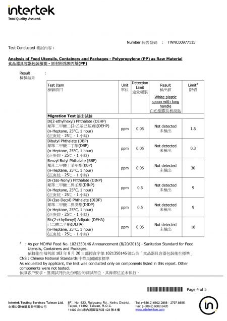 Certificazione CNS 2021 per posate bianche in PP