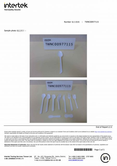 Certificazione CNS 2021 per posate bianche in PP