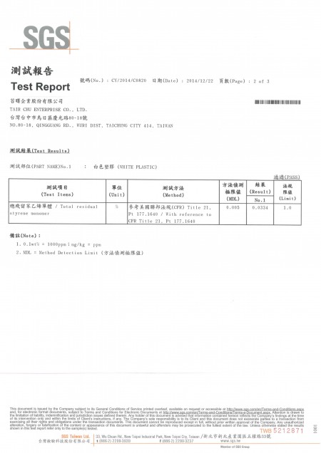 2014 FDA PS Dessert Heart Spoon SGS Test Report