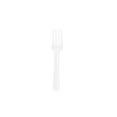 Tenedor de plástico blanco pequeño de 10 cm