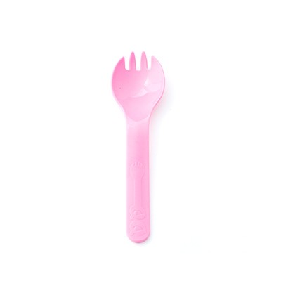 Cuchara tenedor rosa de PP resistente