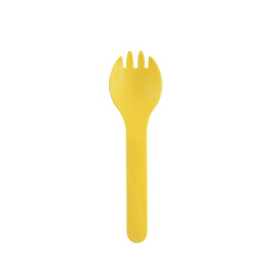 Cuchara tenedor de PP amarillo resistente
