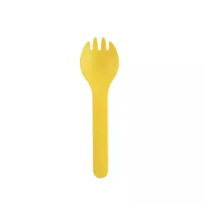Тяжелая желтая пластиковая вилка-ложка