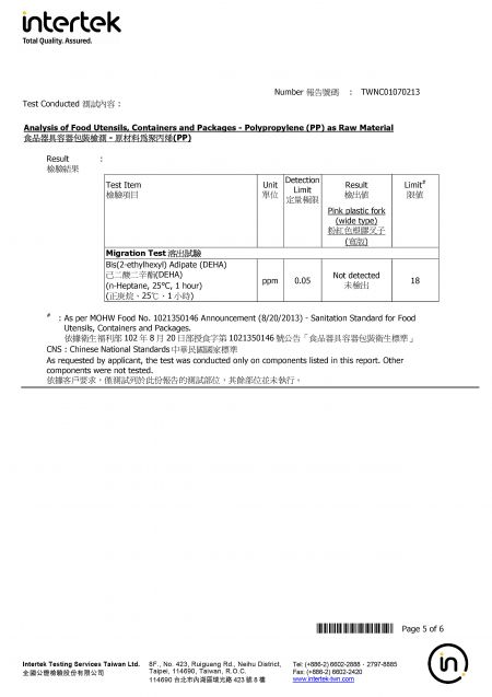 2022 TFDA Certification For Marshmallow Pink PP Cutlery