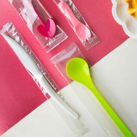 Plastic Cutlery Single Wrapped - Single wrapped disposable plastic cutlery.